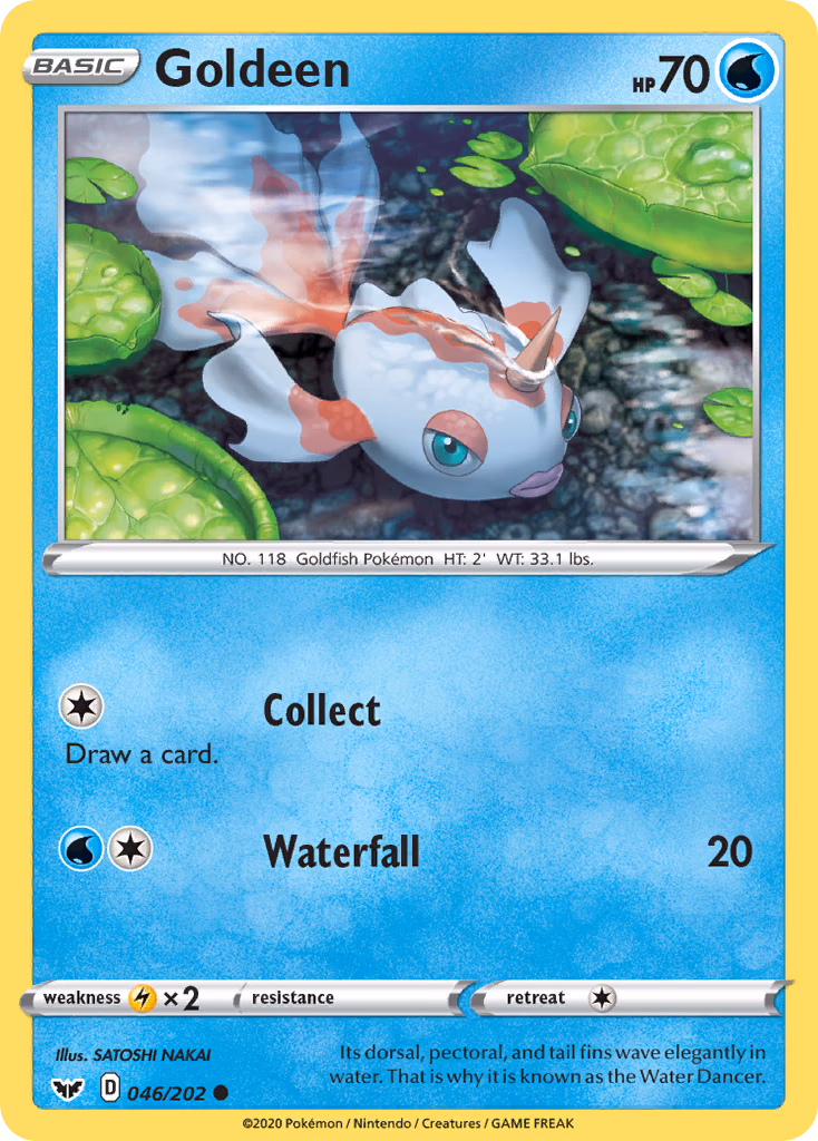 Goldeen Pokemon card (046/202, Sword & Shield)