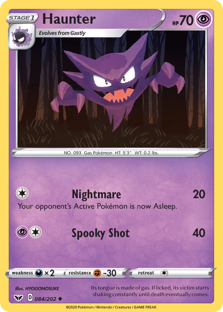 Haunter Pokemon card (084/202, Sword & Shield)