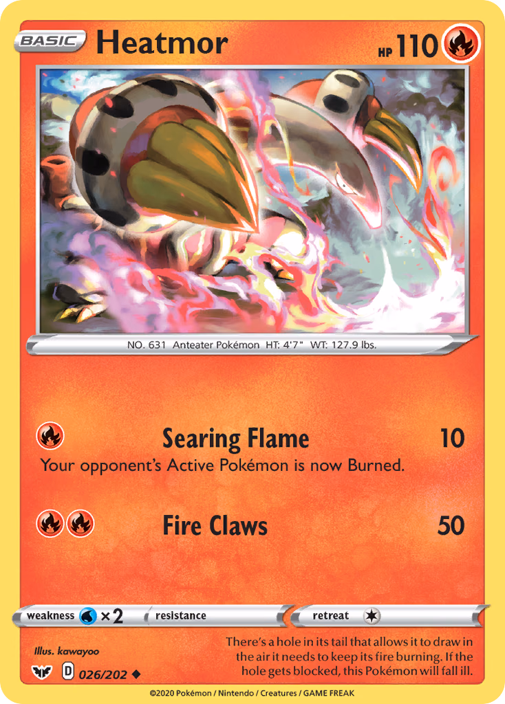 Heatmor Pokemon card (026/202, Sword & Shield)