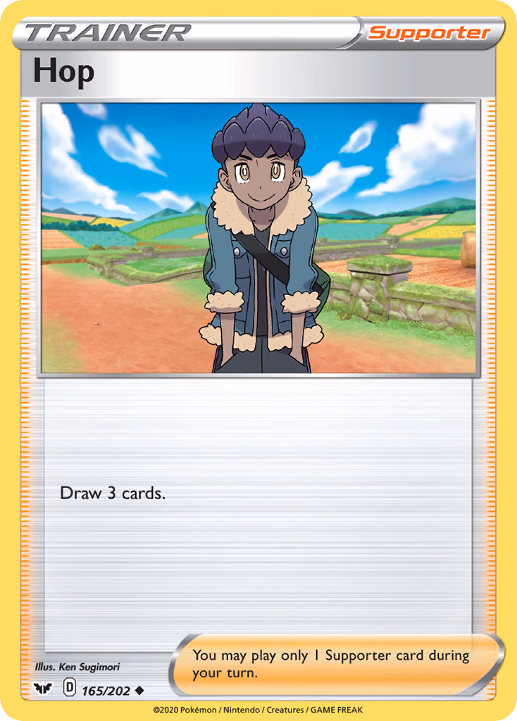 Hop Pokemon card (165/202, Sword & Shield)