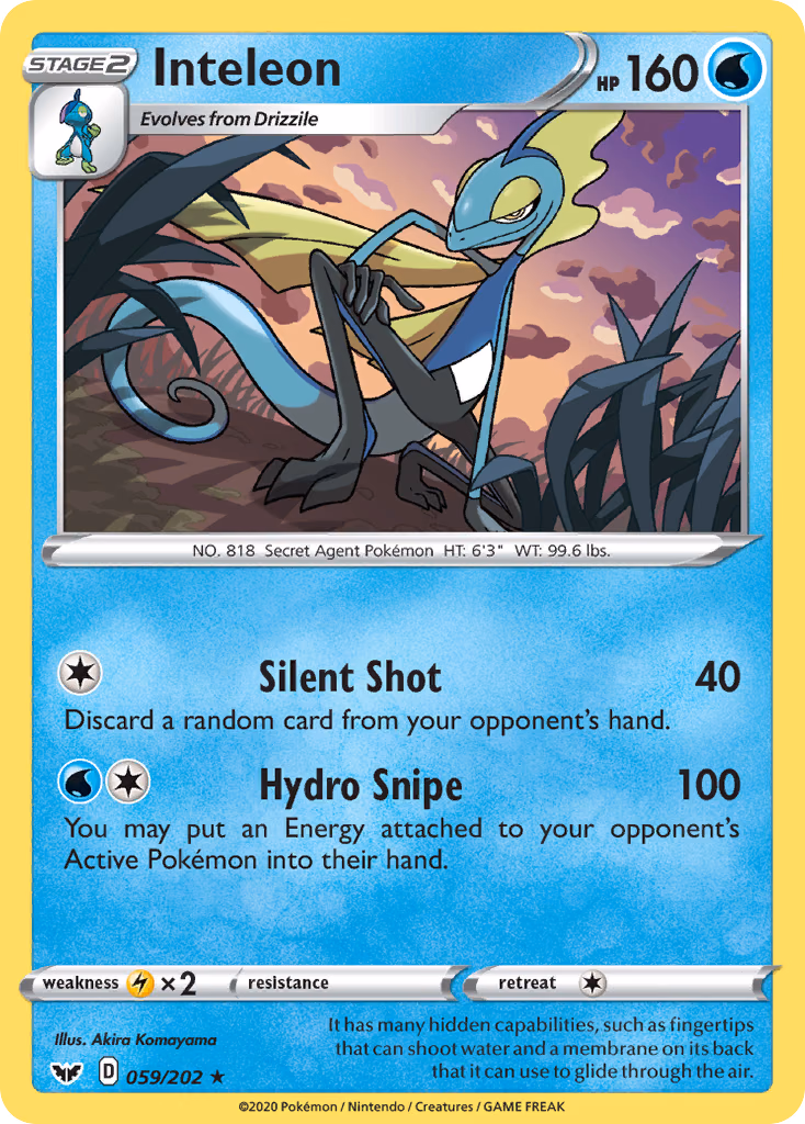 Inteleon Pokemon card (059/202, Sword & Shield)