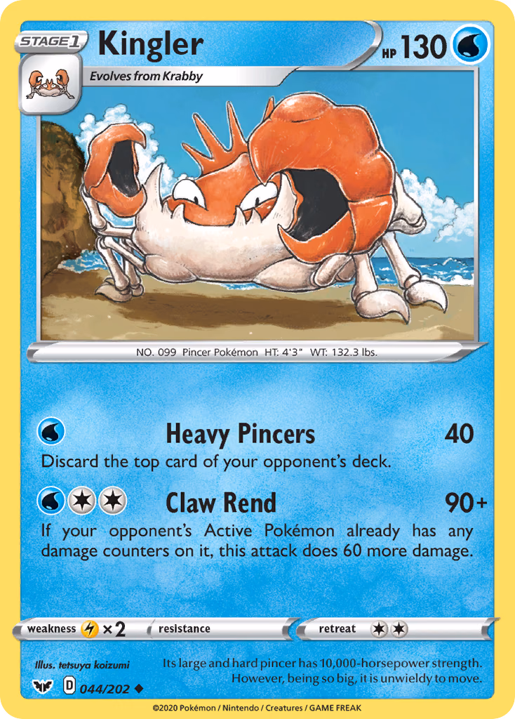 Kingler Pokemon card (044/202, Sword & Shield)