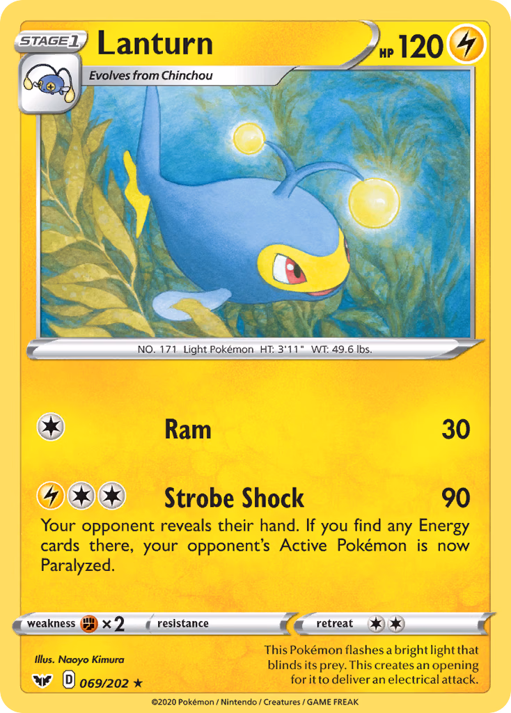 Lanturn Pokemon card (069/202, Sword & Shield)