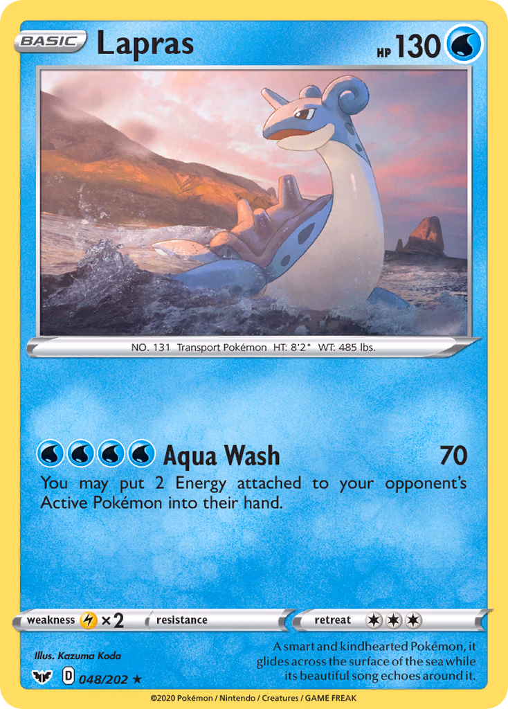 Lapras Pokemon card (048/202, Sword & Shield)