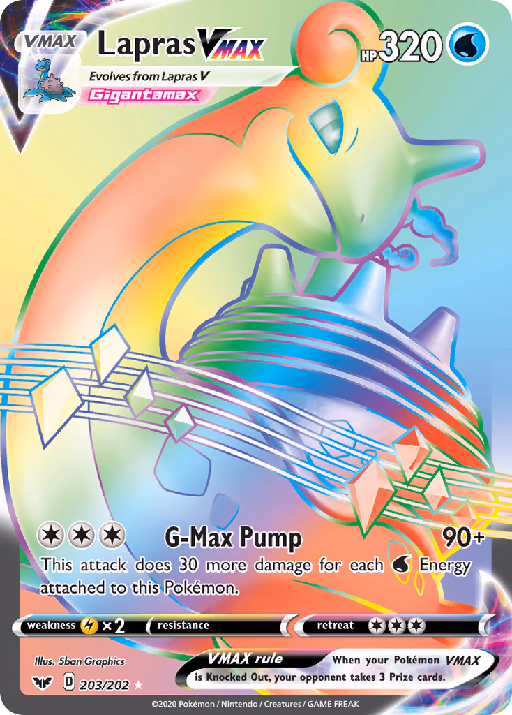 Lapras VMAX Pokemon card (203/202, Sword & Shield)
