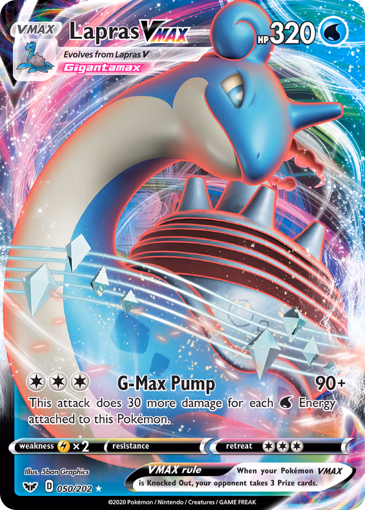 Lapras VMAX Pokemon card (050/202, Sword & Shield)