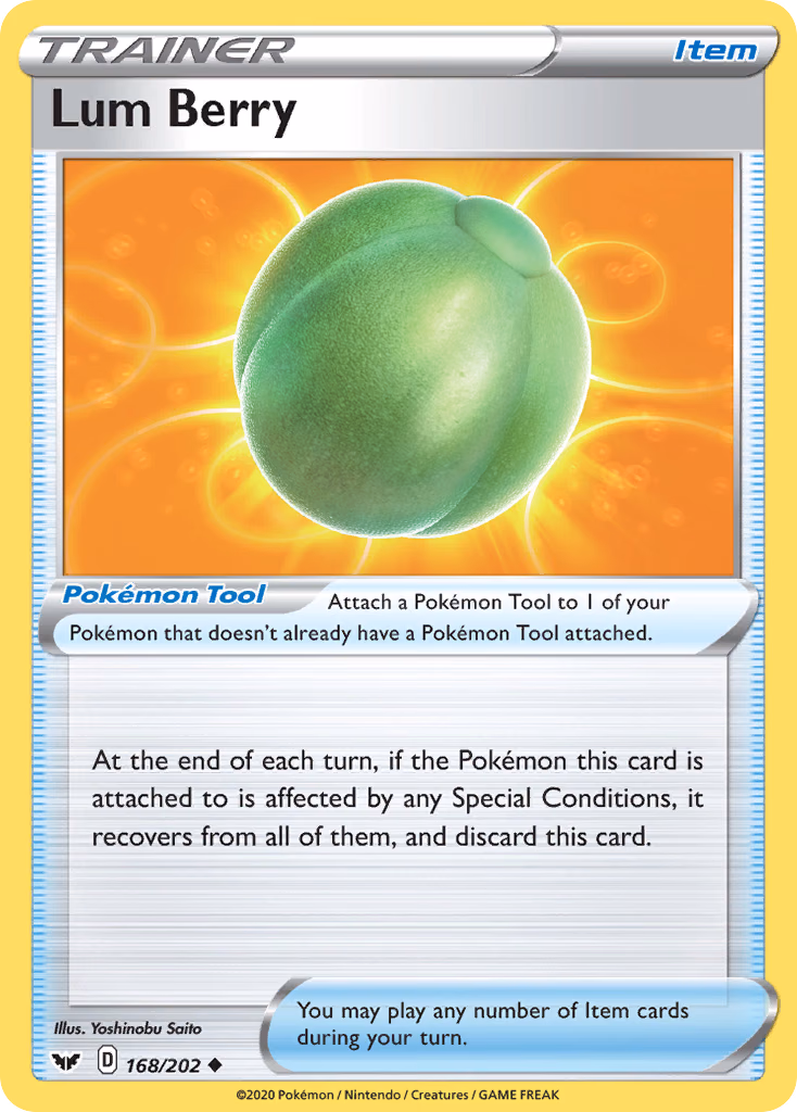 Lum Berry Pokemon card (168/202, Sword & Shield)