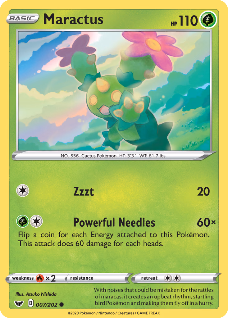 Maractus Pokemon card (007/202, Sword & Shield)