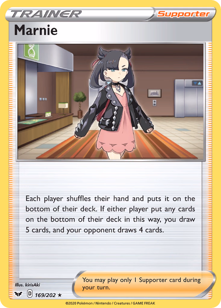 Marnie Pokemon card (169/202, Sword & Shield)