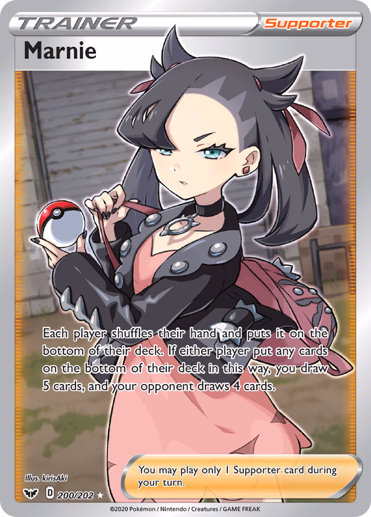 Marnie Pokemon card (200/202, Sword & Shield)