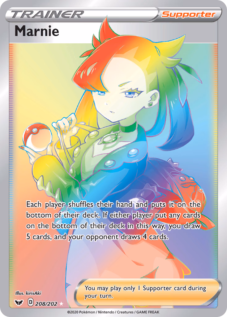 Marnie Pokemon card (208/202, Sword & Shield)