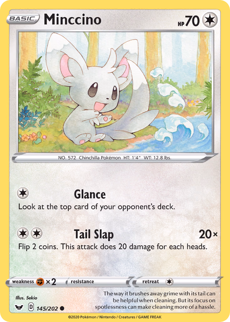 Minccino Pokemon card (145/202, Sword & Shield)