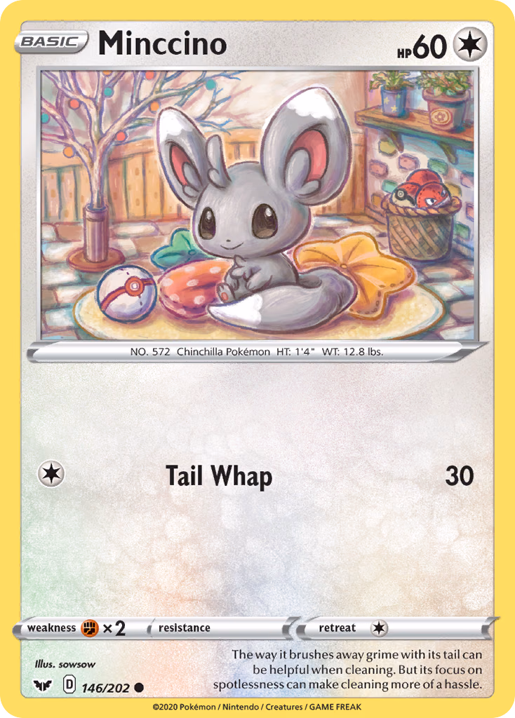 Minccino Pokemon card (146/202, Sword & Shield)