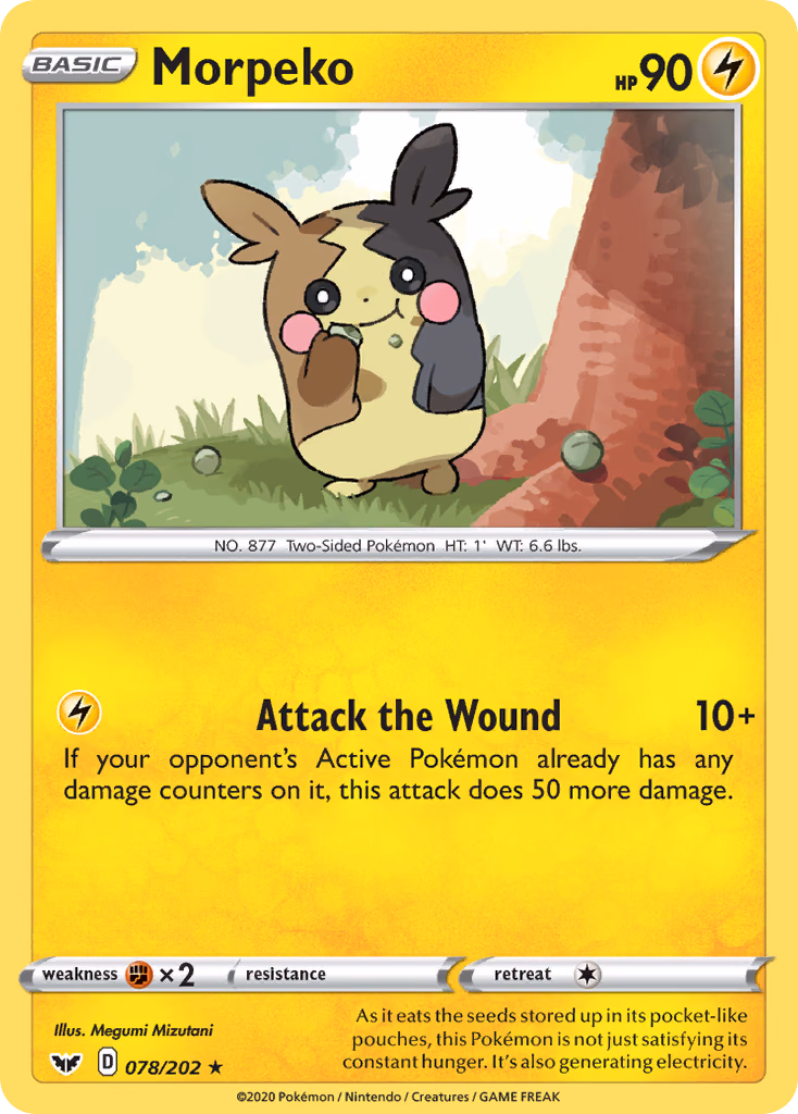 Morpeko Pokemon card (078/202, Sword & Shield)