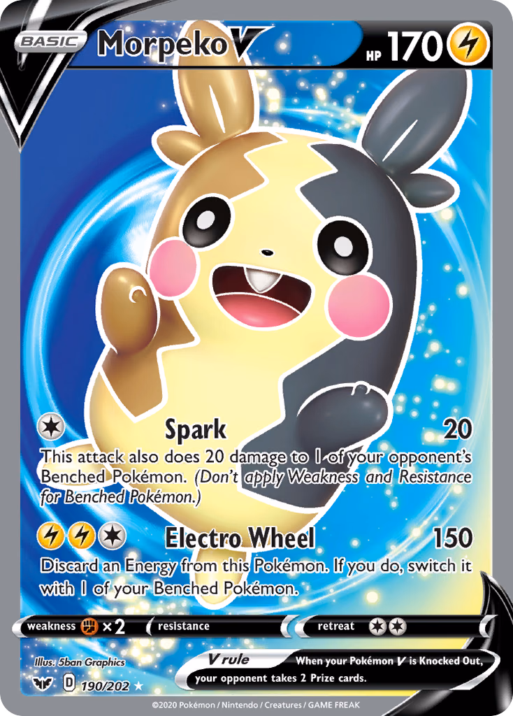 Morpeko V Pokemon card (190/202, Sword & Shield)