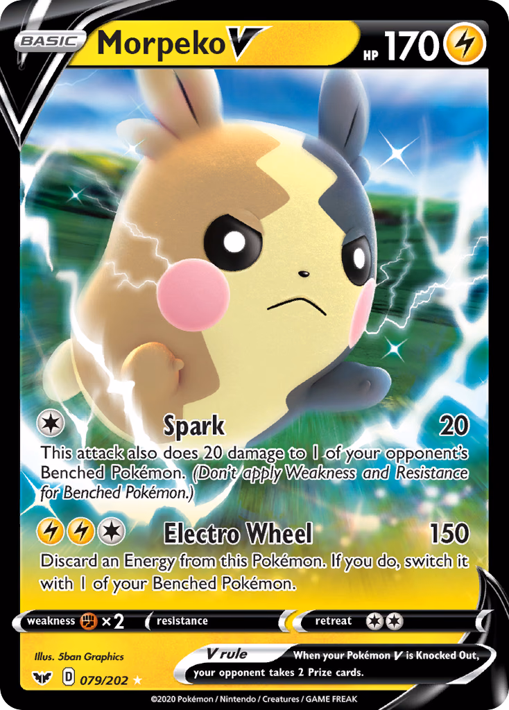 Morpeko V Pokemon card (079/202, Sword & Shield)