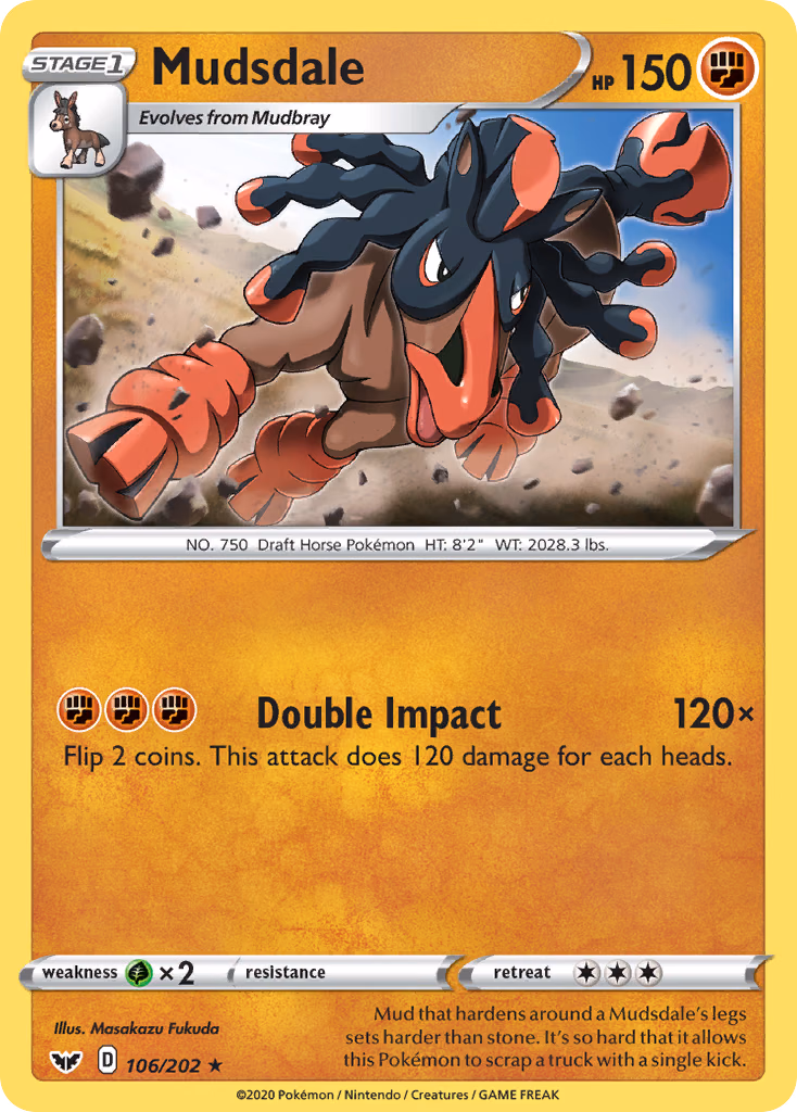 Mudsdale Pokemon card (106/202, Sword & Shield)