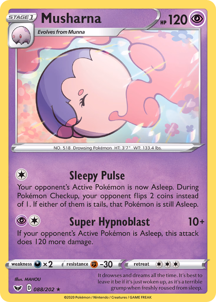Musharna Pokemon card (088/202, Sword & Shield)
