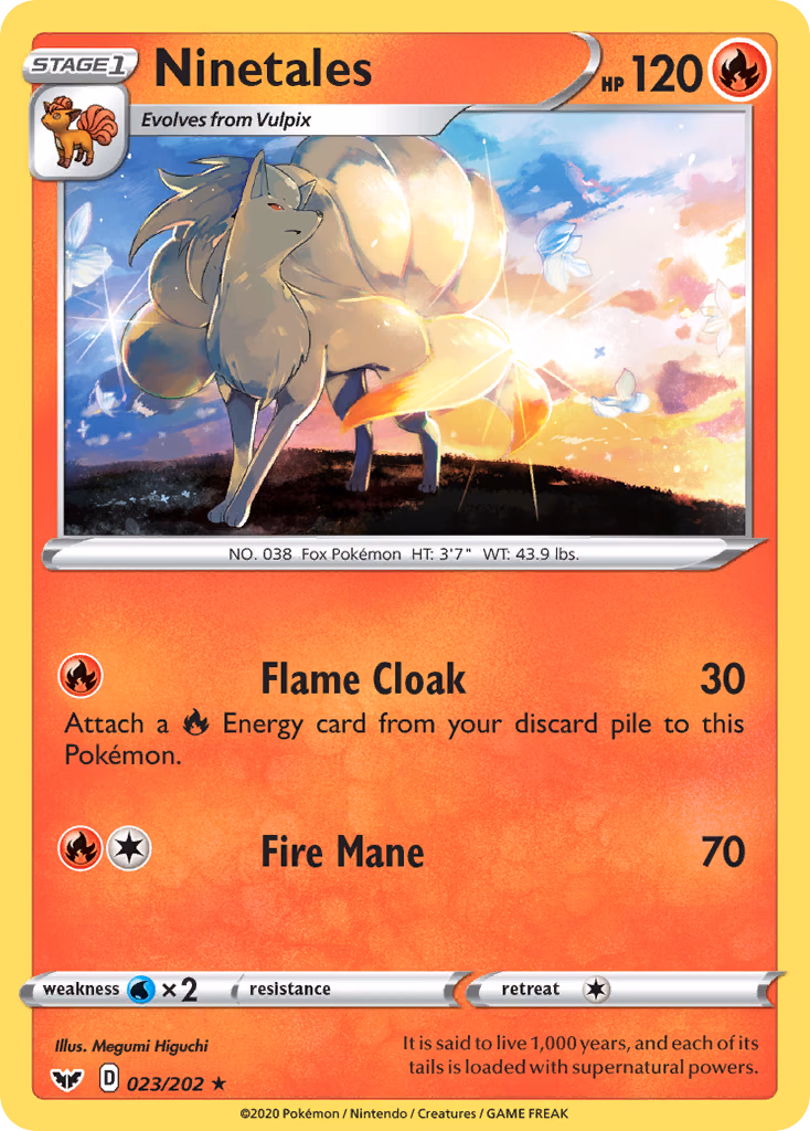 Ninetales Pokemon card (023/202, Sword & Shield)