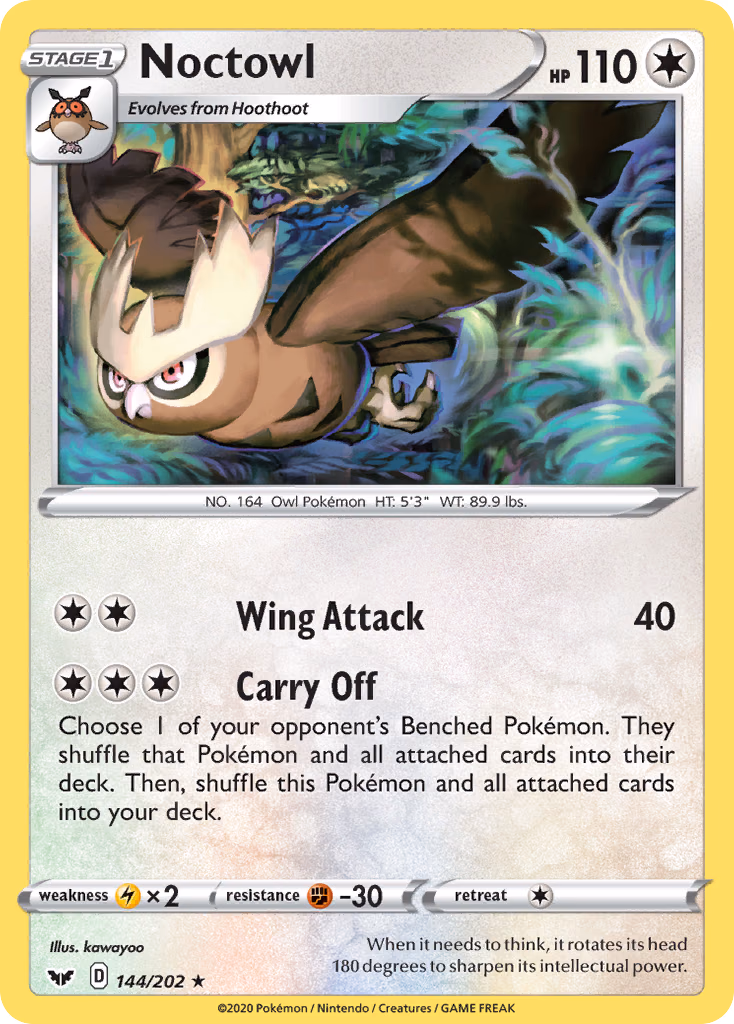 Noctowl Pokemon card (144/202, Sword & Shield)