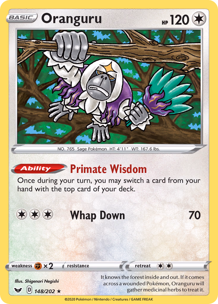 Oranguru Pokemon card (148/202, Sword & Shield)