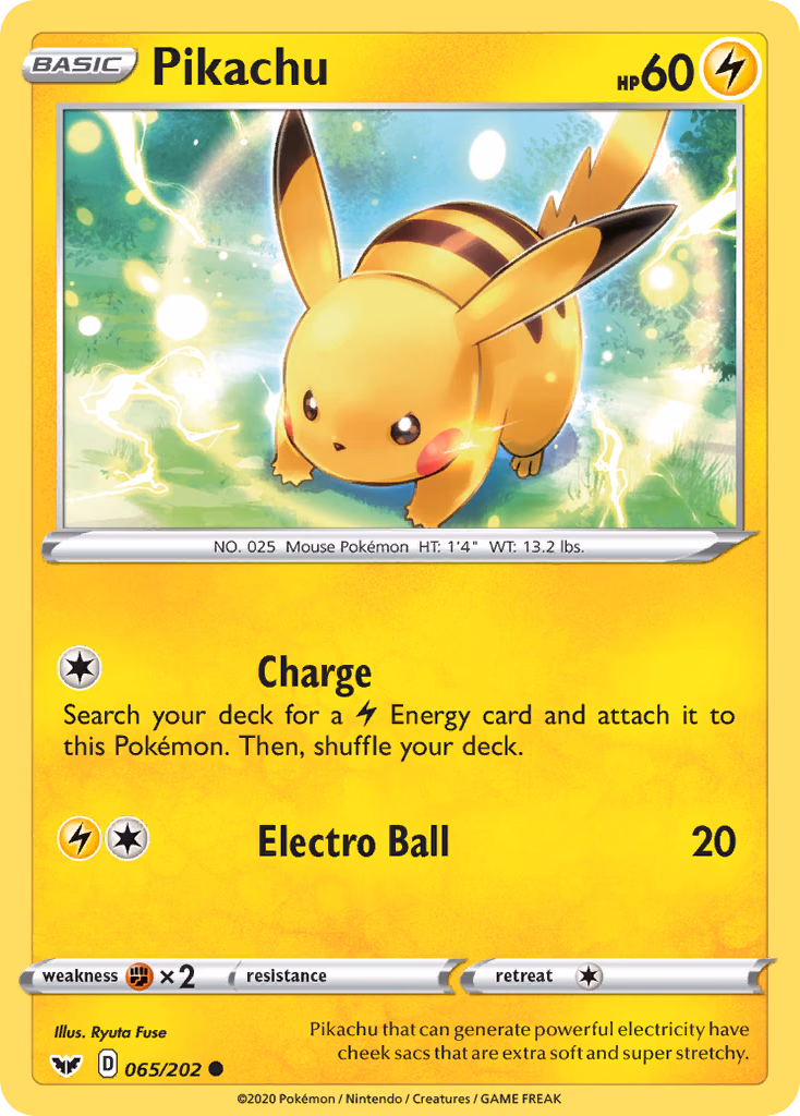 Pikachu Pokemon card (065/202, Sword & Shield)