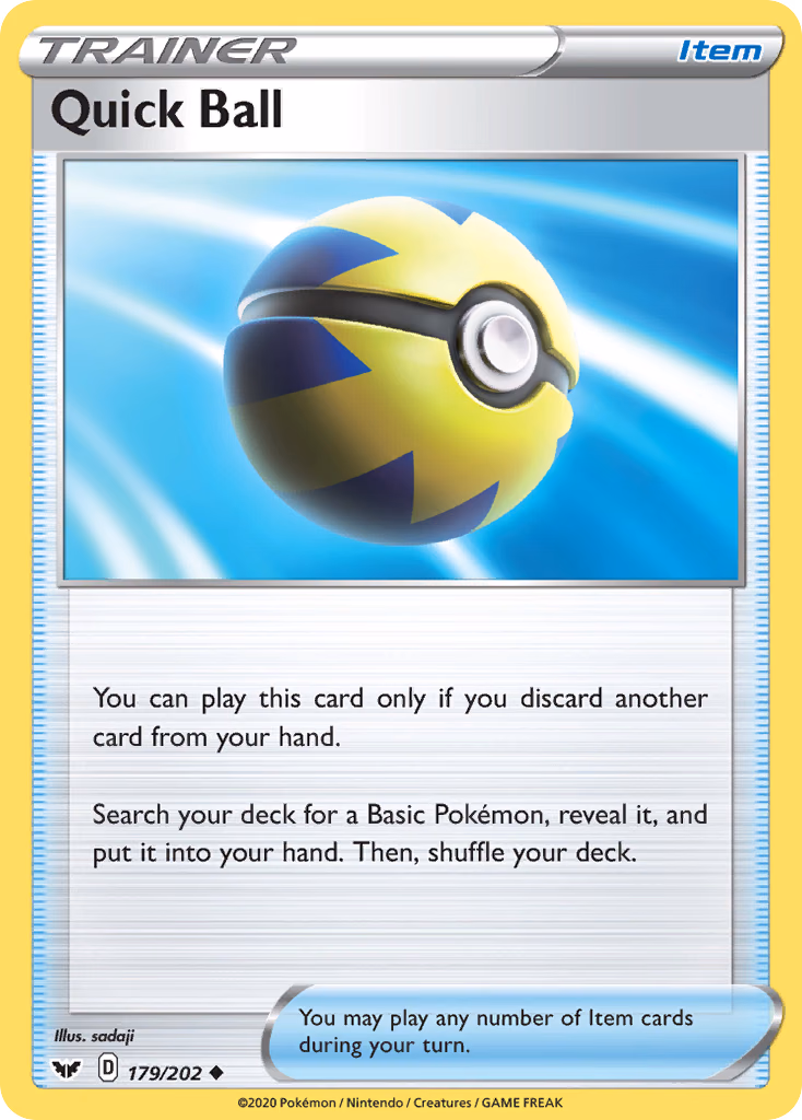 Quick Ball Pokemon card (179/202, Sword & Shield)