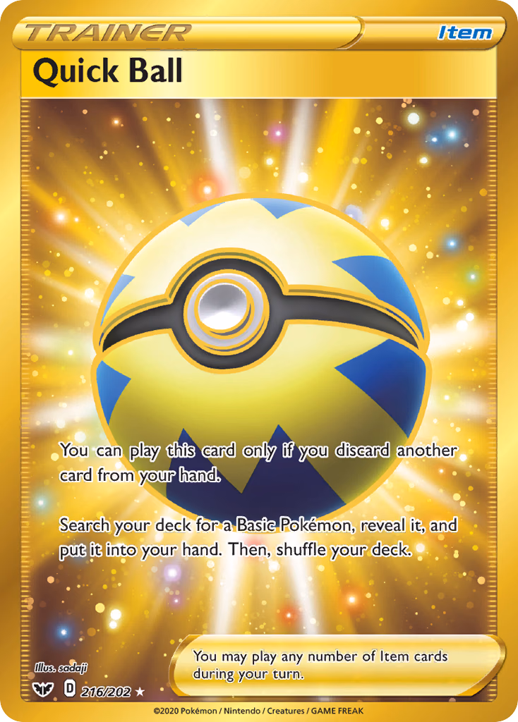 Quick Ball Pokemon card (216/202, Sword & Shield)