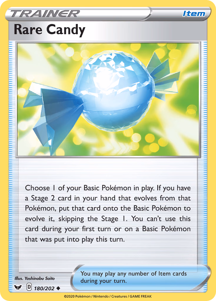 Rare Candy Pokemon card (180/202, Sword & Shield)