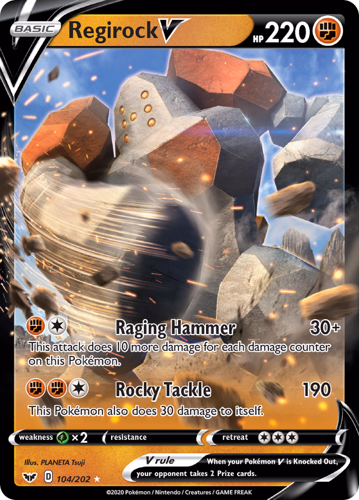 Regirock V Pokemon card (104/202, Sword & Shield)