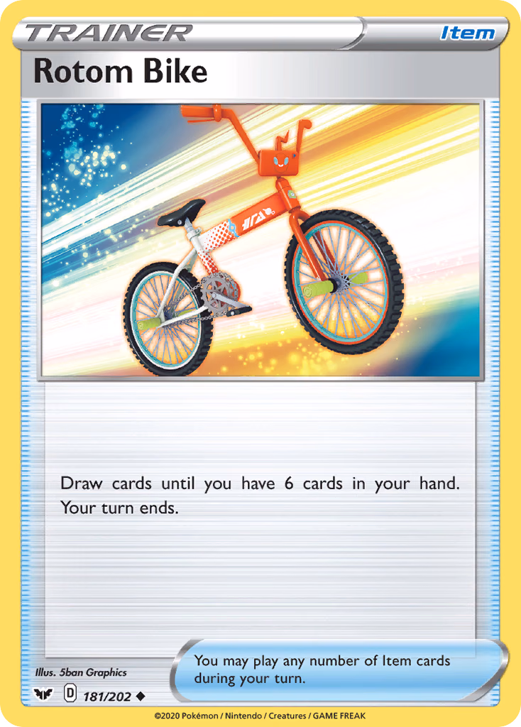 Rotom Bike Pokemon card (181/202, Sword & Shield)