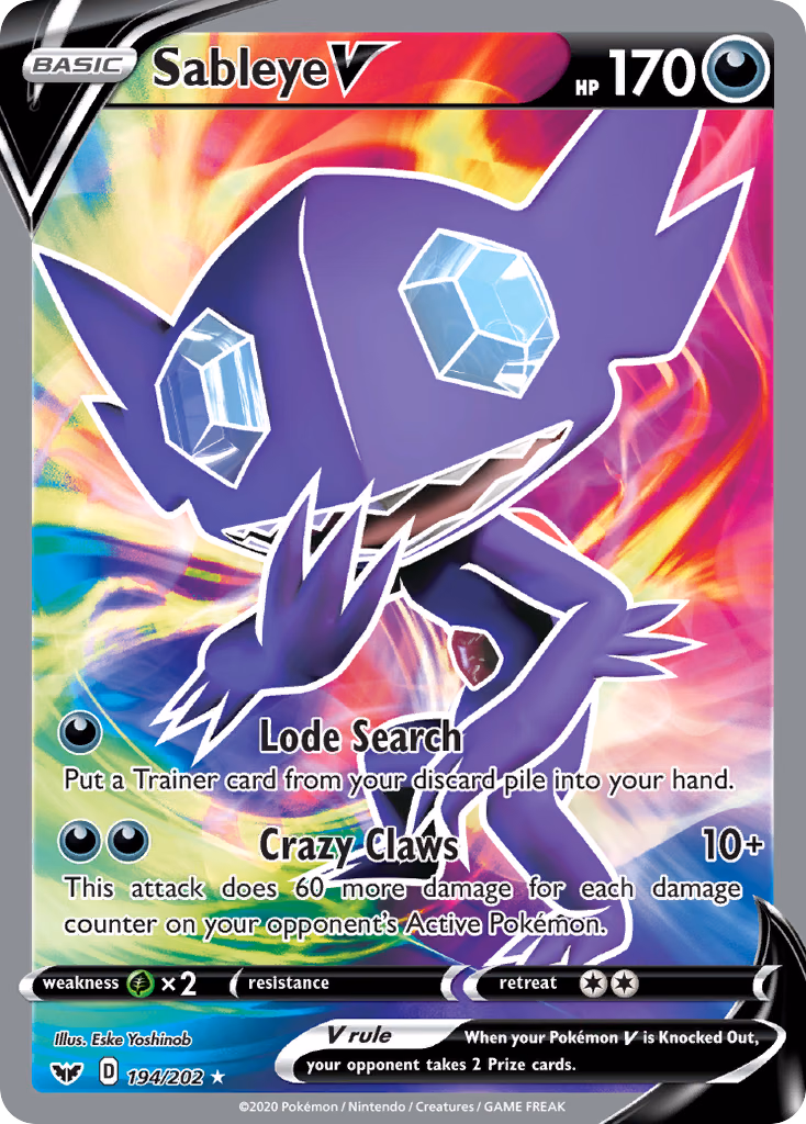 Sableye V Pokemon card (194/202, Sword & Shield)