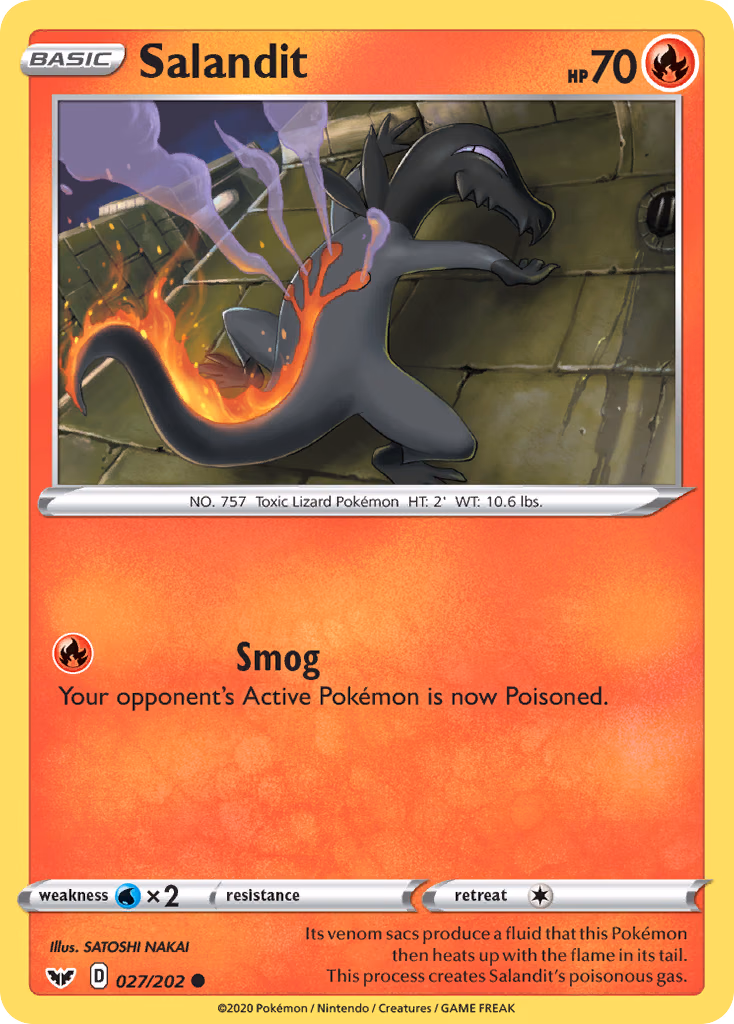Salandit Pokemon card (027/202, Sword & Shield)
