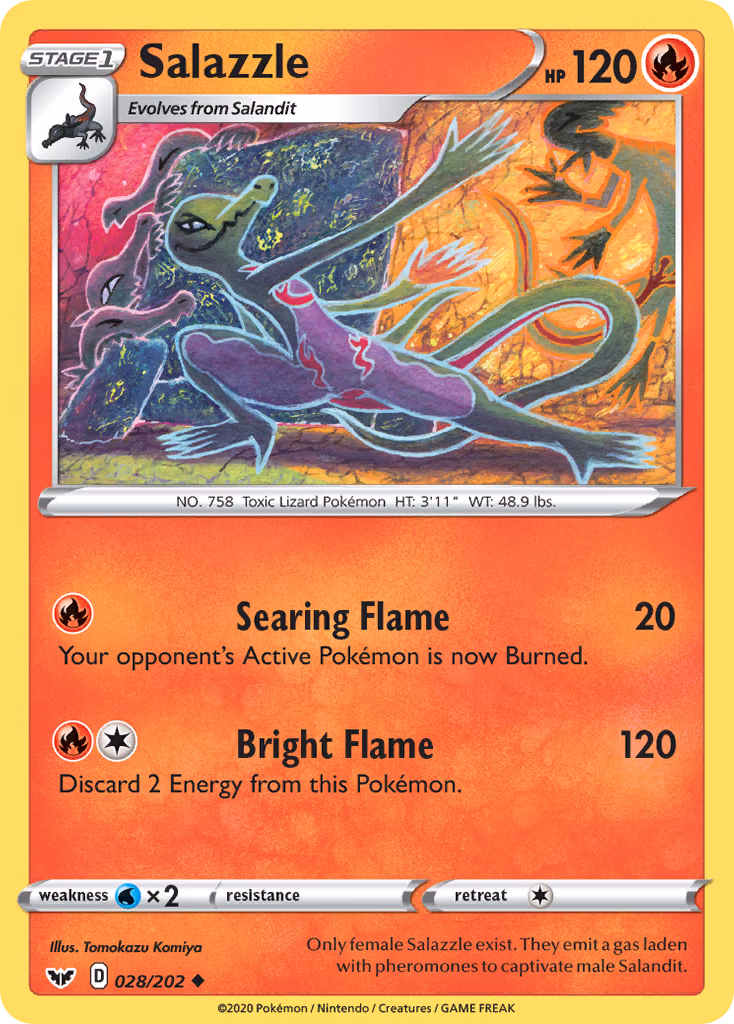 Salazzle Pokemon card (028/202, Sword & Shield)