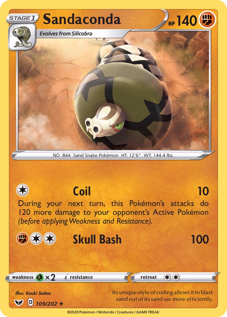 Sandaconda Pokemon card (109/202, Sword & Shield)