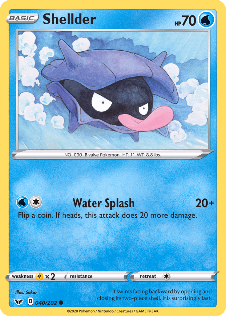 Shellder Pokemon card (040/202, Sword & Shield)