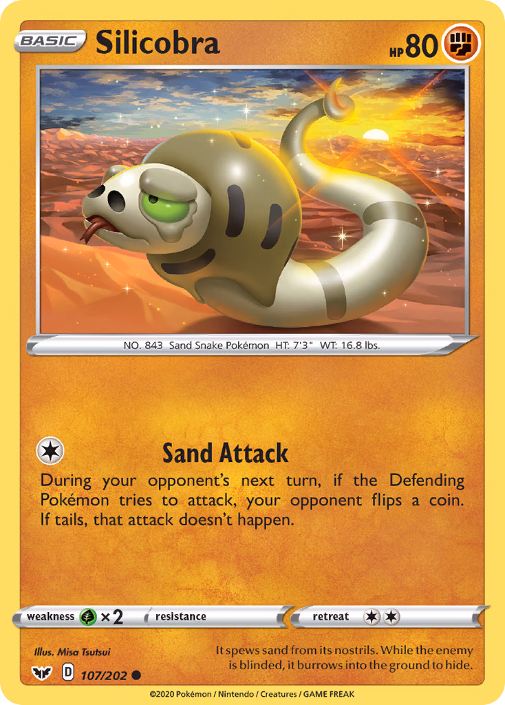 Silicobra Pokemon card (107/202, Sword & Shield)