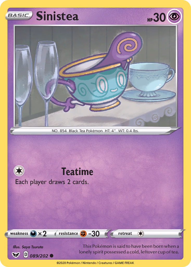 Sinistea Pokemon card (089/202, Sword & Shield)
