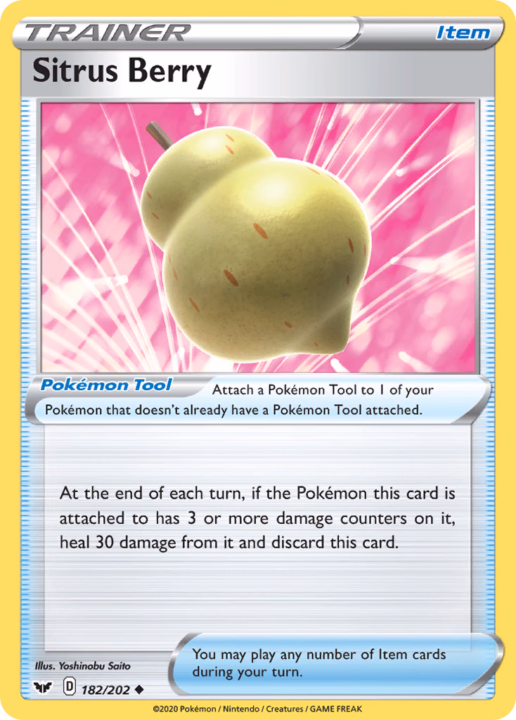 Sitrus Berry Pokemon card (182/202, Sword & Shield)