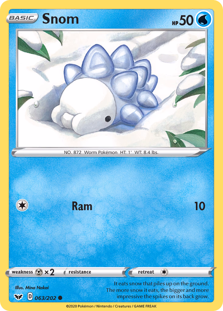 Snom Pokemon card (063/202, Sword & Shield)