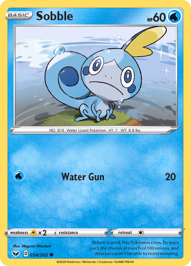 Sobble Pokemon card (054/202, Sword & Shield)