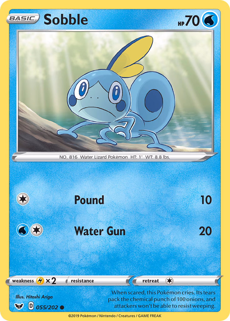 Sobble Pokemon card (055/202, Sword & Shield)