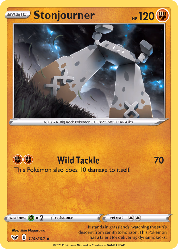 Stonjourner Pokemon card (114/202, Sword & Shield)
