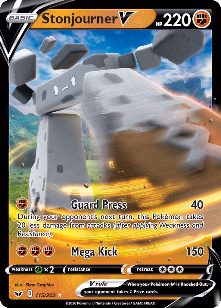 Stonjourner V Pokemon card (115/202, Sword & Shield)