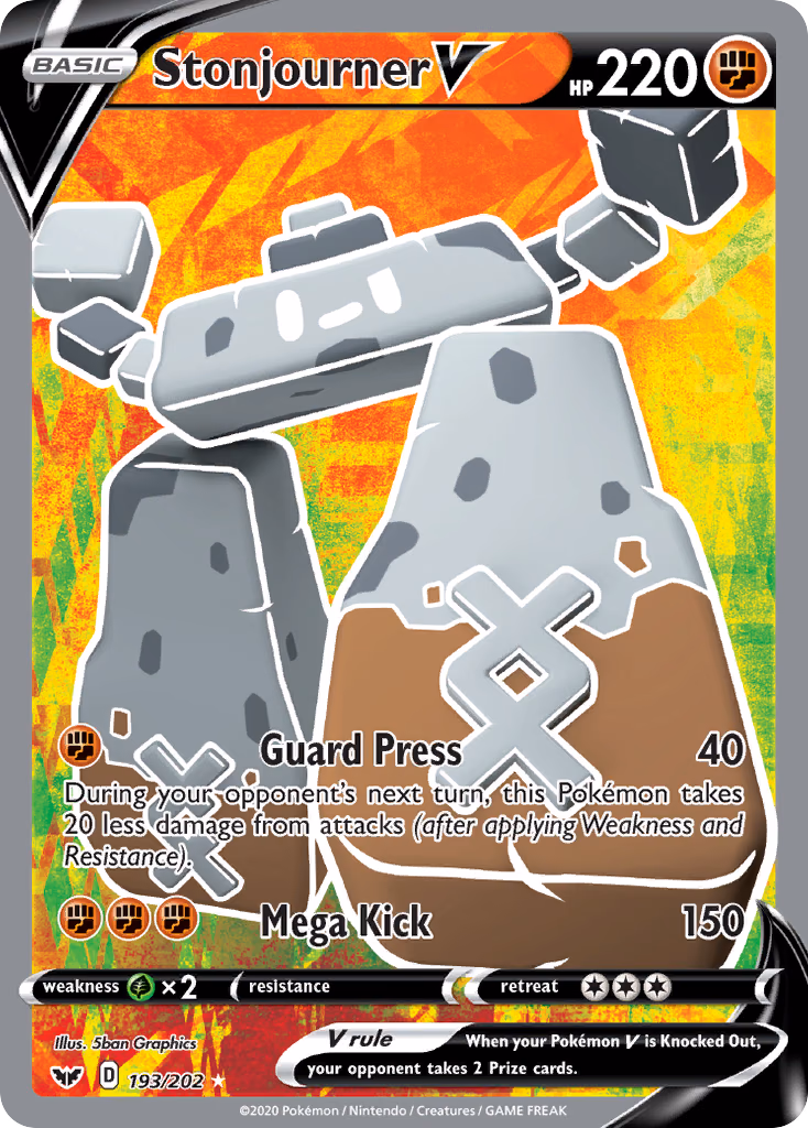 Stonjourner V Pokemon card (193/202, Sword & Shield)
