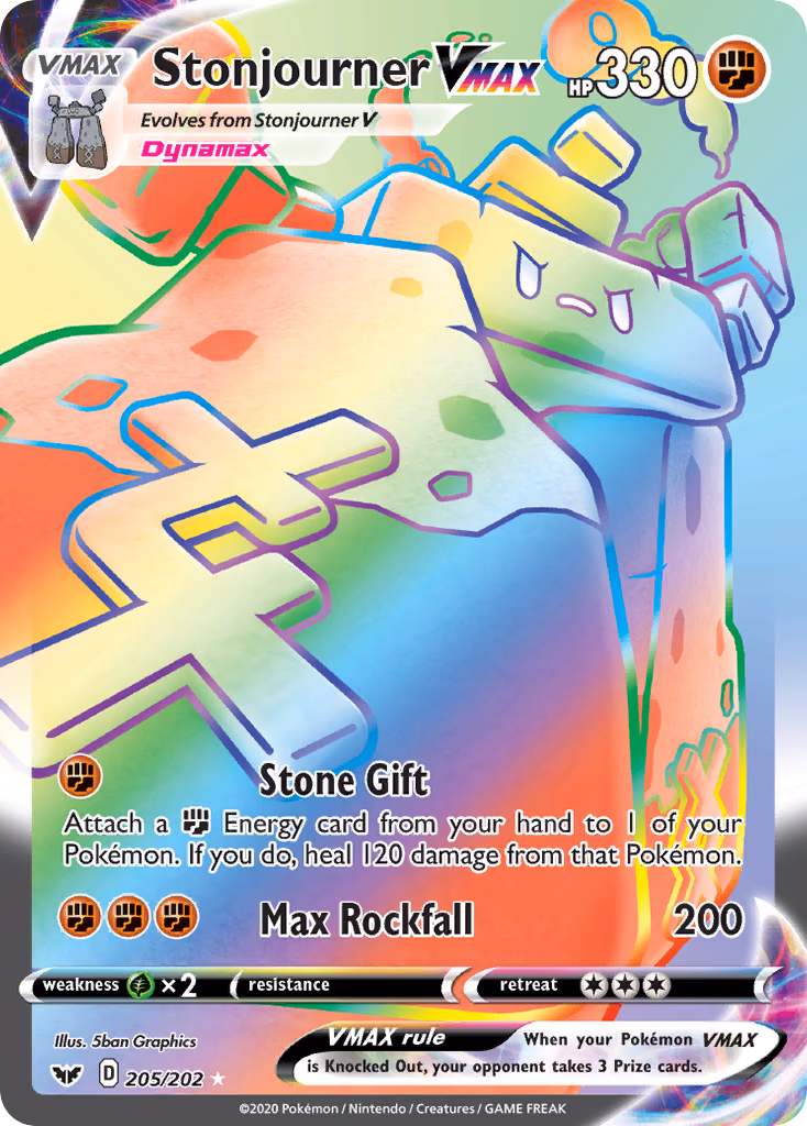 Stonjourner VMAX Pokemon card (205/202, Sword & Shield)