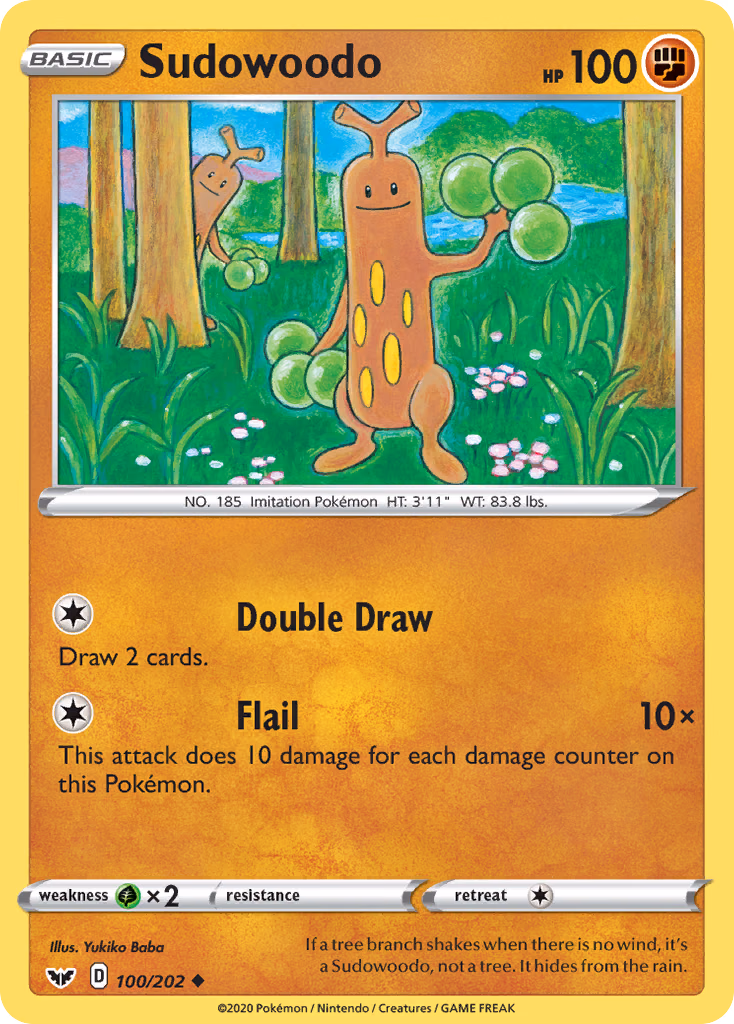 Sudowoodo Pokemon card (100/202, Sword & Shield)