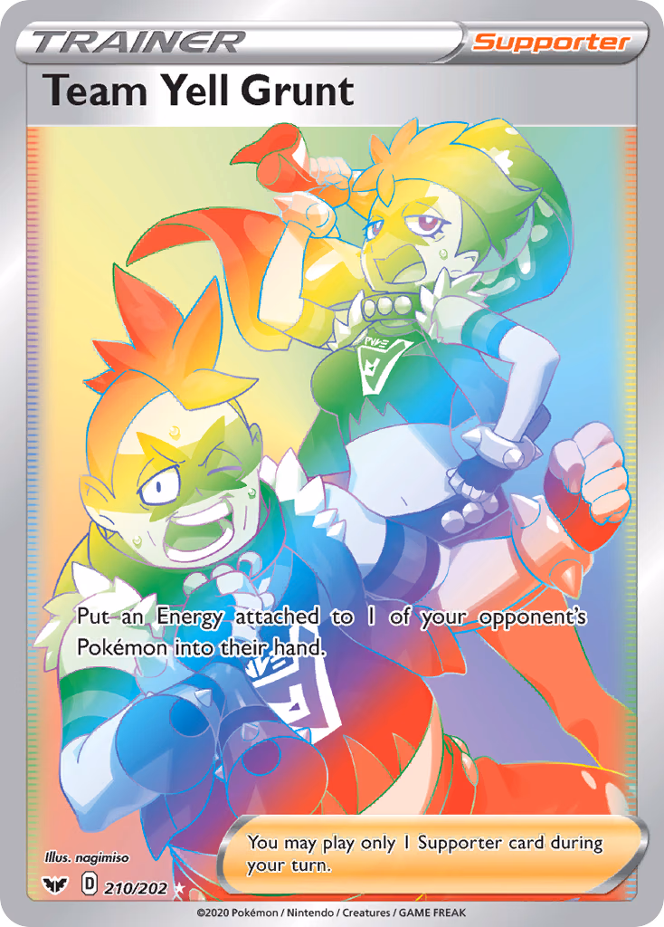 Team Yell Grunt Pokemon card (210/202, Sword & Shield)