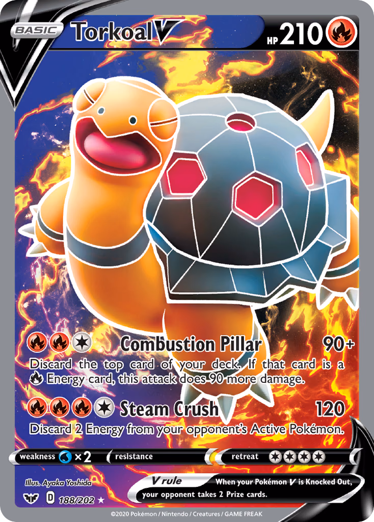 Torkoal V Pokemon card (188/202, Sword & Shield)