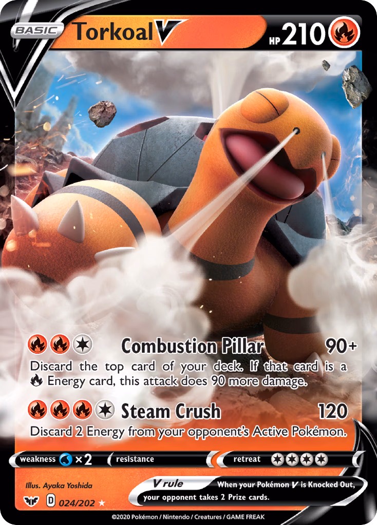 Torkoal V Pokemon card (024/202, Sword & Shield)